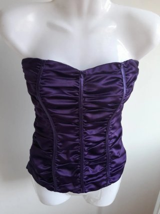 Top Morado Satinado Fruncido