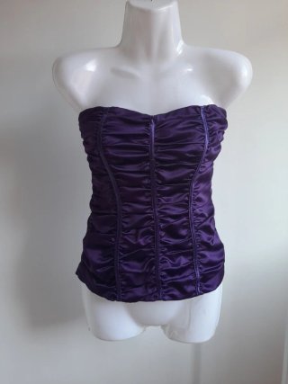 Top Morado Satinado Fruncido