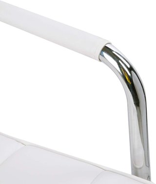 Silla de Oficina en Piel PU Blanca con 5 Ruedas Giratorias, Acolchado y Altura Regulable, 52.5X54X84-99Cm