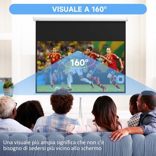 Pantalla de Proyector de 80 Pulgadas 4K HD Formato 16:9, Altura Ajustable Manual, Pantalla de Proyector, Gran Ángulo de 160 Grados, Tela de Videoproyector para Casa, Hogar, Cine, Oficina, Exterior...