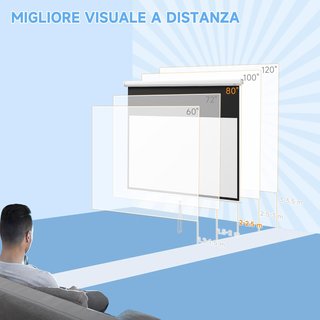 Pantalla de Proyector de 80 Pulgadas 4K HD Formato 16:9, Altura Ajustable Manual, Pantalla de Proyector, Gran Ángulo de 160 Grados, Tela de Videoproyector para Casa, Hogar, Cine, Oficina, Exterior...