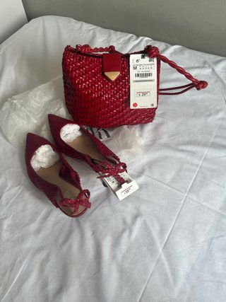 Pack Zara Bolso y Zapatos Rojos Talla 38