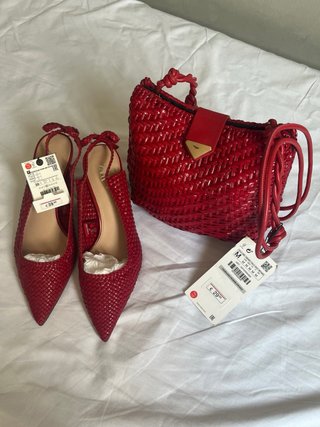 Pack Zara Bolso y Zapatos Rojos Talla 38