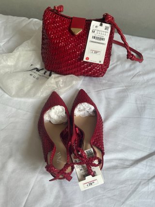 Pack Zara Bolso y Zapatos Rojos Talla 38