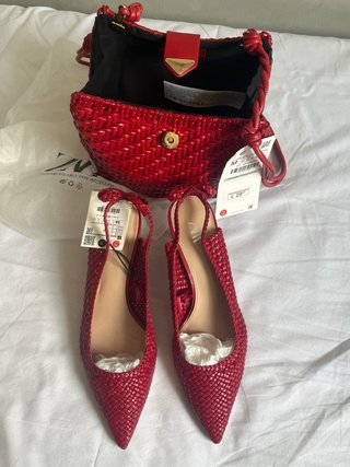 Pack Zara Bolso y Zapatos Rojos Talla 38