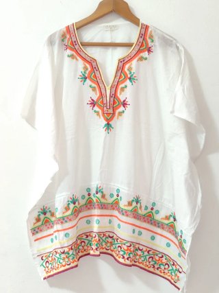 Copricostume donna bianco ricamato decorato cotone