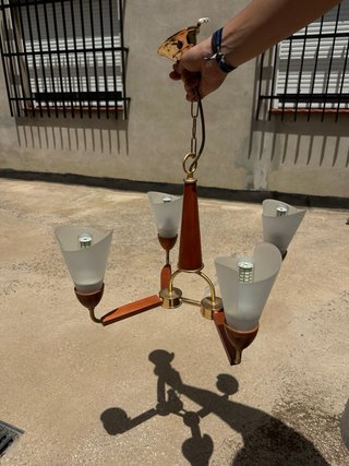 Lámpara de techo de leds colgante madera y metal