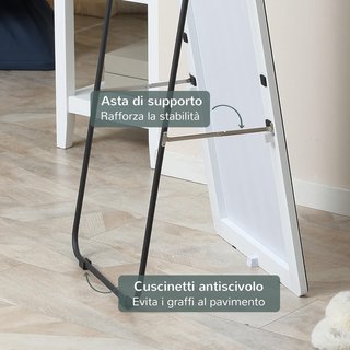 Espejo de Pie y Pared con Estructura de Aluminio, Espejo para Dormitorio, Entrada y Baño, 45X37X158.5Cm