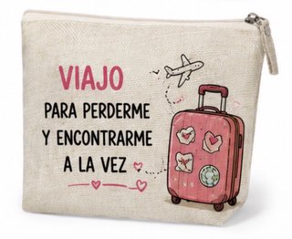 Neceser de viaje con frase Viajo para perderme
