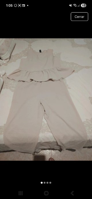 Conjunto pantalón y camisa beige T/XL