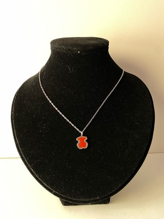 Collar acero inoxidable con oso rojo