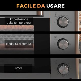 Horno Eléctrico 30L, Mini Horno Eléctrico Con 3 Funciones De Cocción, Temperatura Regulable Y Temporizador, Incluye Bandeja Y Rejilla, 1600W, Plata