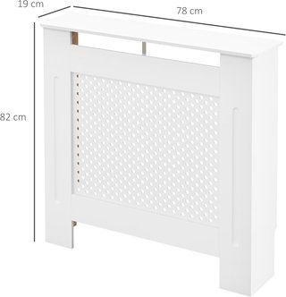 Cubierta de Radiador Moderna de Rejilla en MDF, Cubierta Portátil para Casa y Oficina, 78X82X19 Cm, Blanca