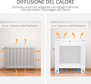 Cubierta de Radiador Moderna de Rejilla en MDF, Cubierta Portátil para Casa y Oficina, 78X82X19 Cm, Blanca