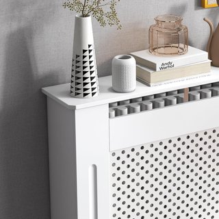Cubierta de Radiador Moderna de Rejilla en MDF, Cubierta Portátil para Casa y Oficina, 78X82X19 Cm, Blanca