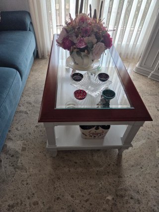 Mesa de centro madera y cristal