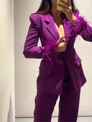 Blazer Zara Plumas Morado