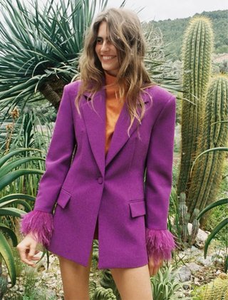 Blazer Zara Plumas Morado