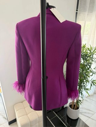 Blazer Zara Plumas Morado