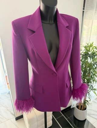 Blazer Zara Plumas Morado