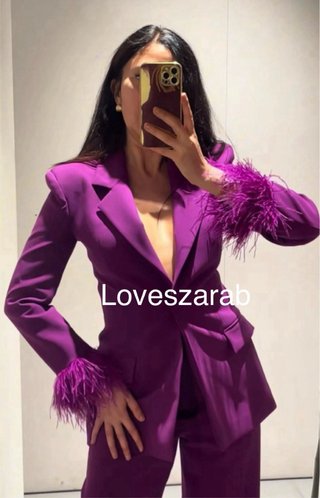 Blazer Zara Plumas Morado