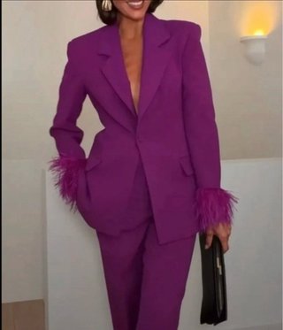 Blazer Zara Plumas Morado