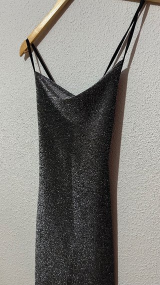 Vestido brillante plateado y negro nuevo talla Xs