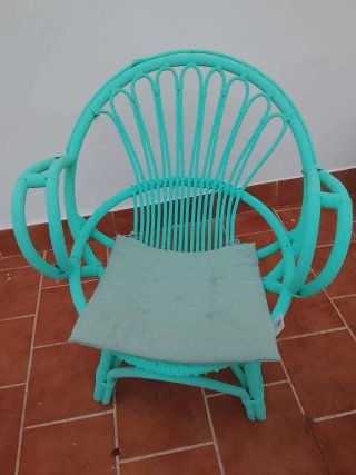 Silla de terraza ratán color turquesa 10€