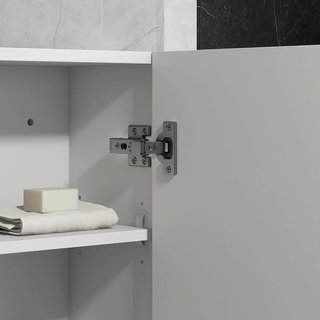 Mueble de Baño en MDF con 3 Estantes y Estante Superior Regulable, Armario de Baño con Montaje en Pared, 37X22.5X70 Cm, Blanco Brillante