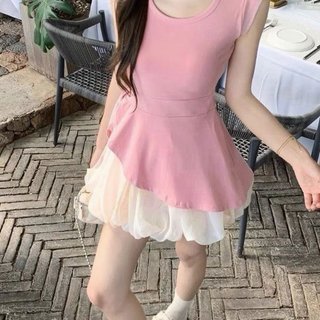 Conjunto vestido rosa y blanco