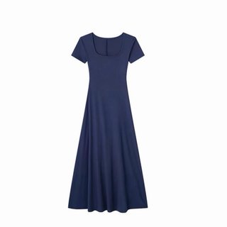 Vestido azul liso largo