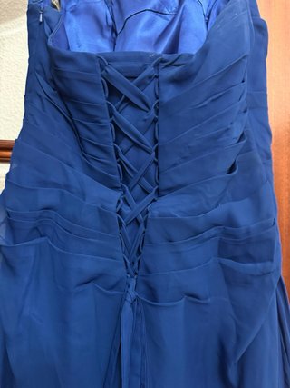 Conjunto Madrina Vestido Azul, zapatos y tocado