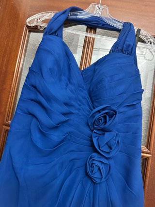 Conjunto Madrina Vestido Azul, zapatos y tocado