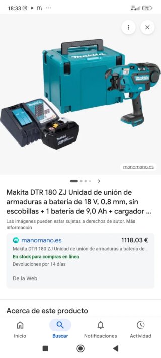 Makita DTR180ZJ Atadora de armaduras