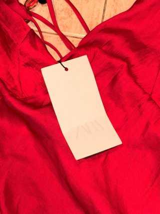 Vestido Zara Satén Rosa Fresa Nuevo etiqueta S