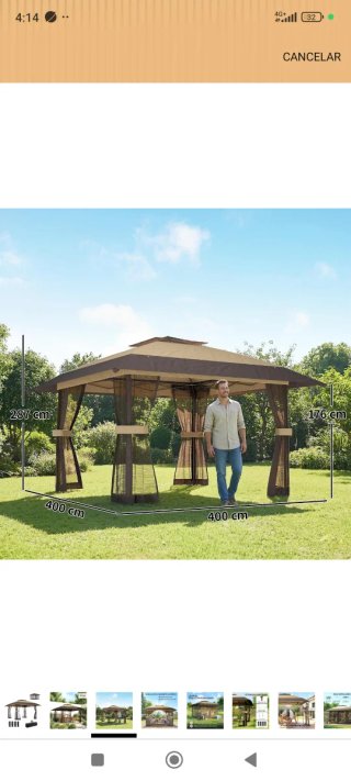 Carpa cenador nueva 4x4 m beige y marrón