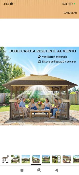 Carpa cenador nueva 4x4 m beige y marrón