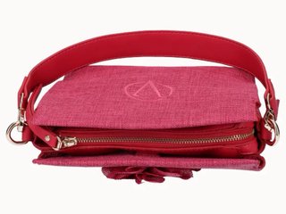 Bolso lino fucsia con flor