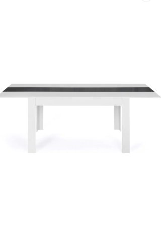 Mesa de comedor blanca con banda negra