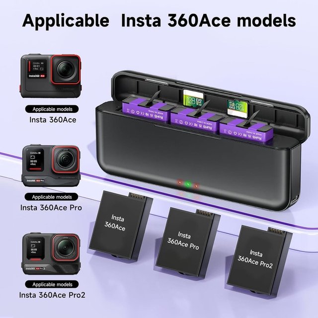CITYORK Carregador 3 ranhuras + 2x2400mAh Insta360