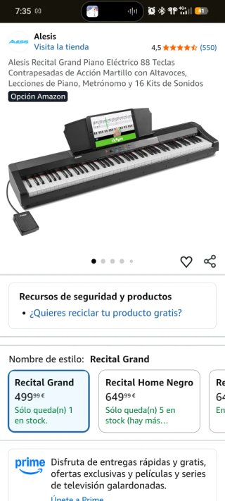 Piano Alesis Recital Grand 88 Teclas