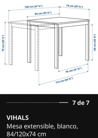 Mesa extensible blanca Ikea