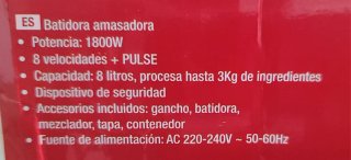 BATIDORA AMASADORA FERRARI G20164 NUEVA 1800W