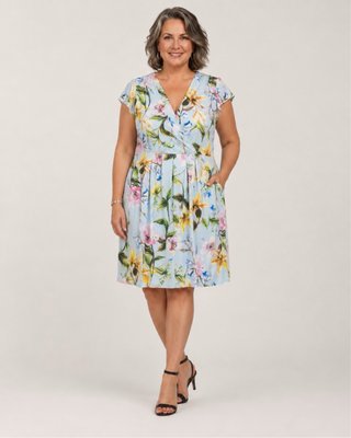 Vestido floral ANNA azul y multicolor