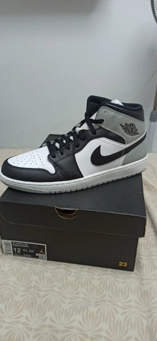 Air Jordan 1 Mid Negro Gris Blanco T.46