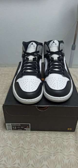 Air Jordan 1 Mid Negro Gris Blanco T.46