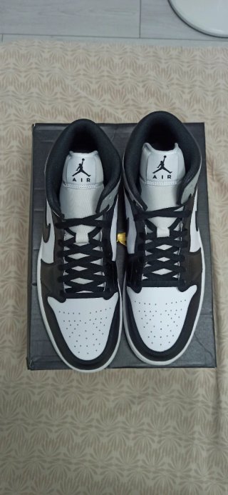 Air Jordan 1 Mid Negro Gris Blanco T.46