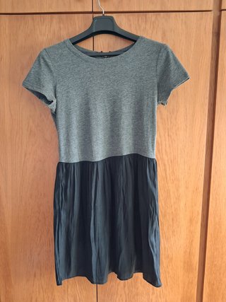 Vestido de manga corta Mango gris y negro