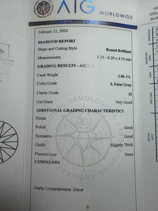1 Diamante 1.06 Cts Certificado AIG