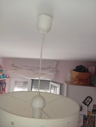 Lámpara de techo tela topos gris